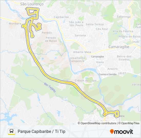 Mapa da linha 2410 PARQUE CAPIBARIBE / TI TIP de ônibus
