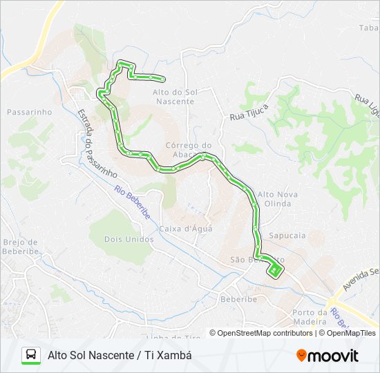 Mapa da linha 895 ALTO SOL NASCENTE / TI XAMBÁ de ônibus