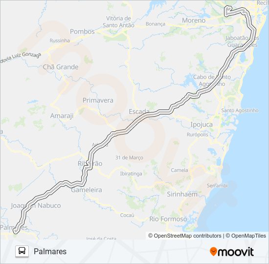 1101 RECIFE - PALMARES (TIP) bus Line Map