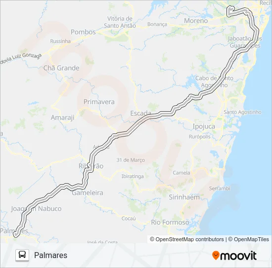 1101 RECIFE - PALMARES (TIP) Bus Line Map