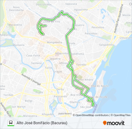 Mapa da linha 745 ALTO JOSÉ BONIFÁCIO (BACURAU) de ônibus