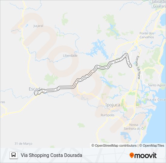 Mapa da linha 1302 ESCADA - CABO de ônibus