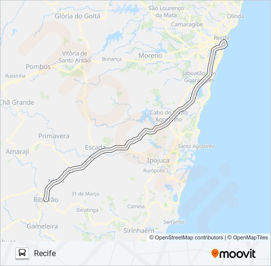 11230 RECIFE - RIBEIRÃO bus Line Map