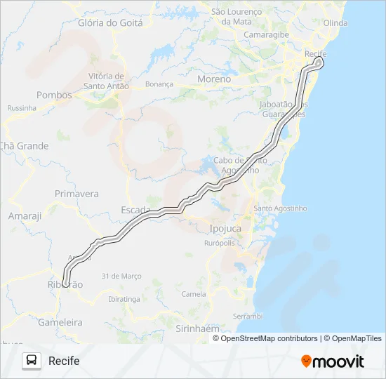 11230 RECIFE - RIBEIRÃO Bus Line Map