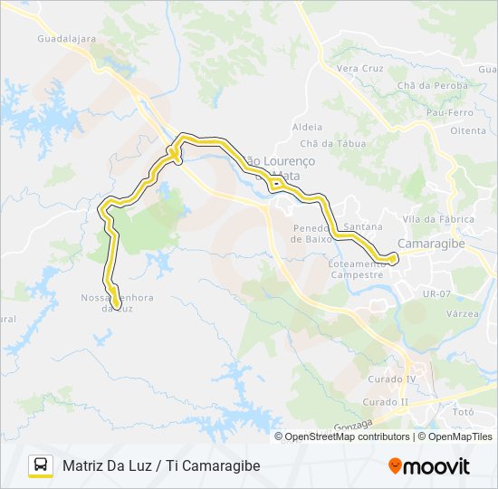Mapa da linha 2419 MATRIZ DA LUZ / TI CAMARAGIBE de ônibus