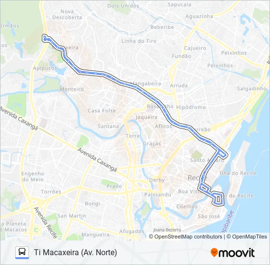 645.1 TI MACAXEIRA (AV. NORTE) Bus Line Map