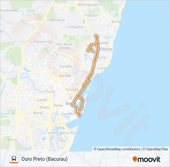1927 OURO PRETO (BACURAU) Bus Line Map