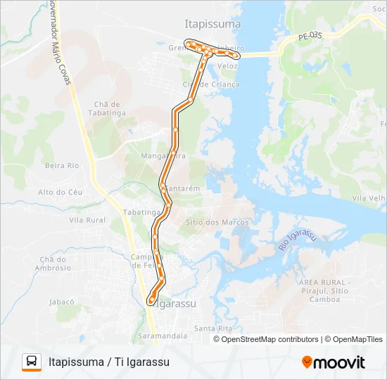 1969 ITAPISSUMA / TI IGARASSU Bus Line Map