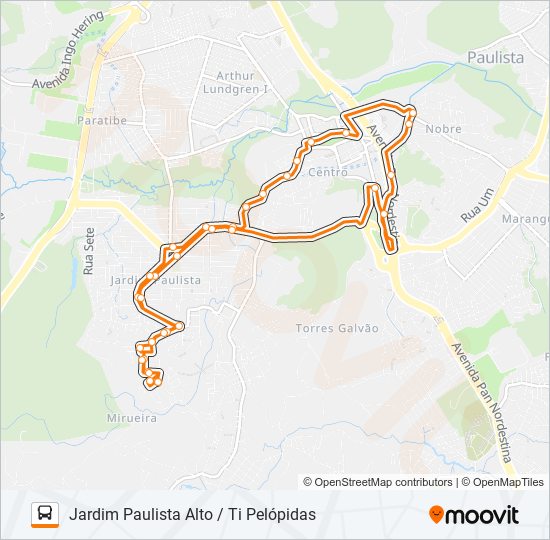 Mapa de 1932 JARDIM PAULISTA ALTO / TI PELÓPIDAS de autobús