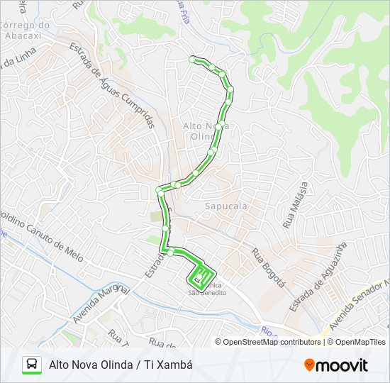 Mapa da linha 847 ALTO NOVA OLINDA / TI XAMBÁ de ônibus