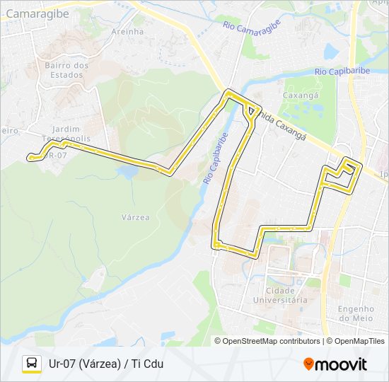 Mapa da linha 2446 UR-07 (VÁRZEA) / TI CDU de ônibus