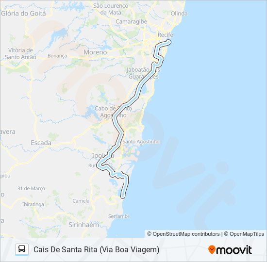 Mapa da linha 191 RECIFE / PORTO DE GALINHAS (NOSSA SENHORA DO Ó) de ônibus
