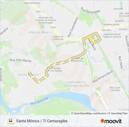 Mapa da linha 2476 SANTA MÔNICA / TI CAMARAGIBE de ônibus