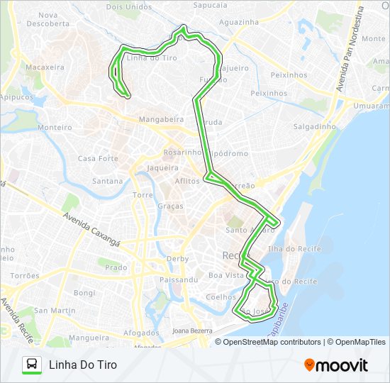 Mapa da linha 742 LINHA DO TIRO de ônibus