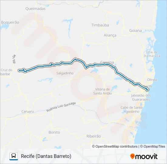 011 RECIFE - TAQUARITINGA Bus Line Map