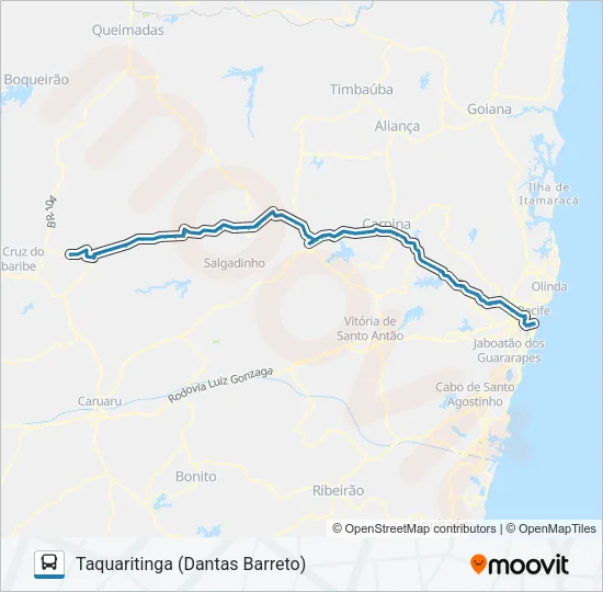 011 RECIFE - TAQUARITINGA Bus Line Map