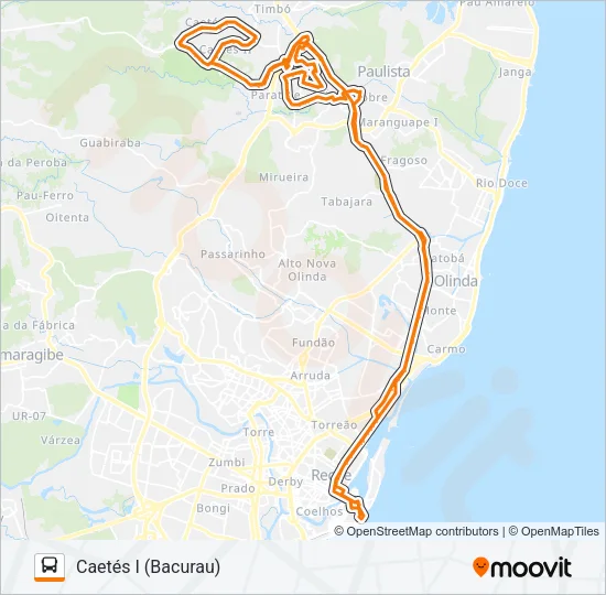 1957 CAETÉS I (BACURAU) Bus Line Map