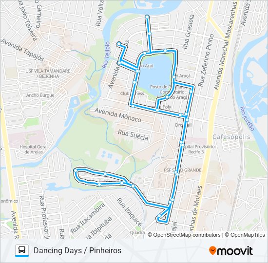 Mapa de C303 DANCING DAYS / PINHEIROS de autobús