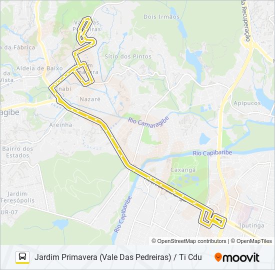 Mapa da linha 2442 JARDIM PRIMAVERA (VALE DAS PEDREIRAS) / TI CDU de ônibus