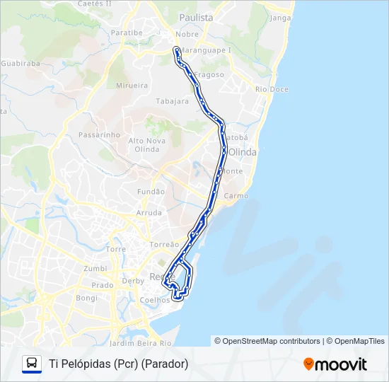 1076 TI PELÓPIDAS (PCR) (PARADOR) Bus Line Map