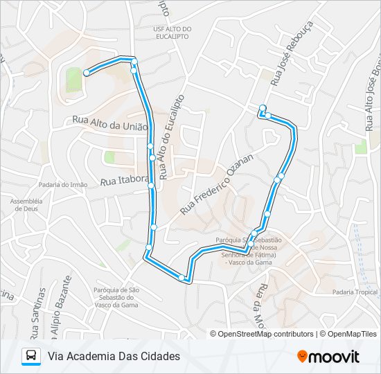 Mapa da linha C106 ALTO N. SRA. DE FÁTIMA / VASCO DA GAMA de ônibus