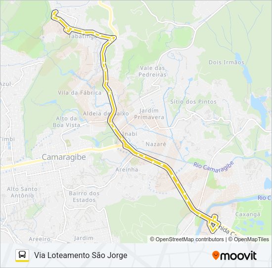 Mapa da linha 2445 TABATINGA / TI CAXANGÁ de ônibus