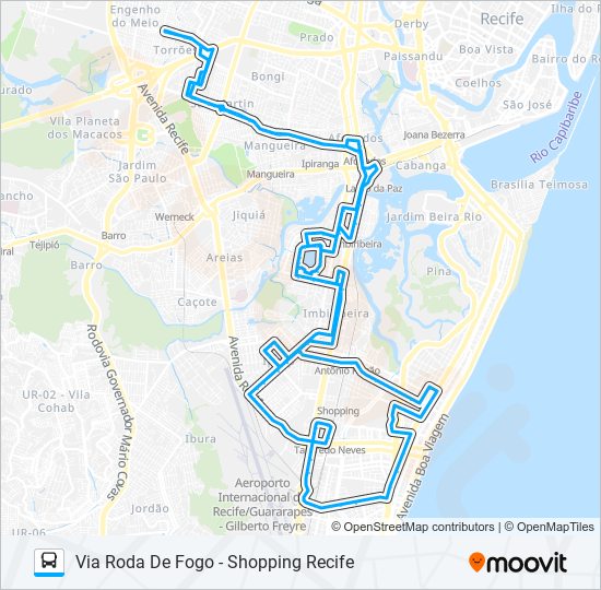 Mapa da linha C301 SAN MARTIN / BOA VIAGEM VIA RODA DE FOGO de ônibus