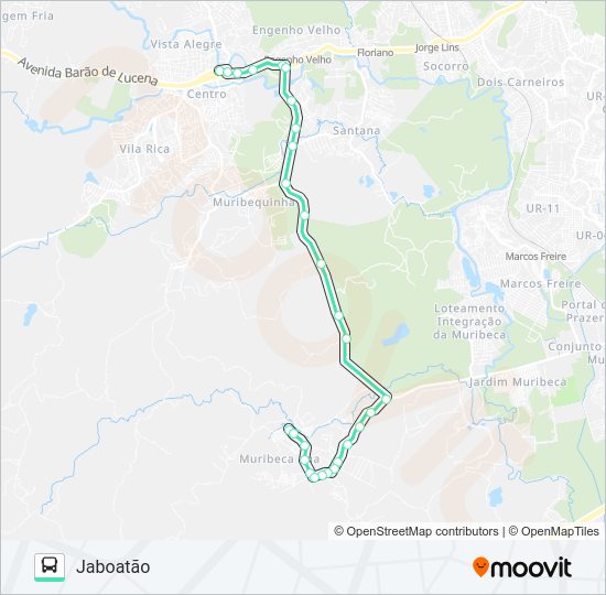 Mapa da linha 2405 JABOATÃO / MURIBECA DOS GUARARAPES de ônibus