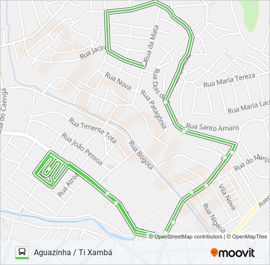 Mapa da linha 831 AGUAZINHA / TI XAMBÁ de ônibus