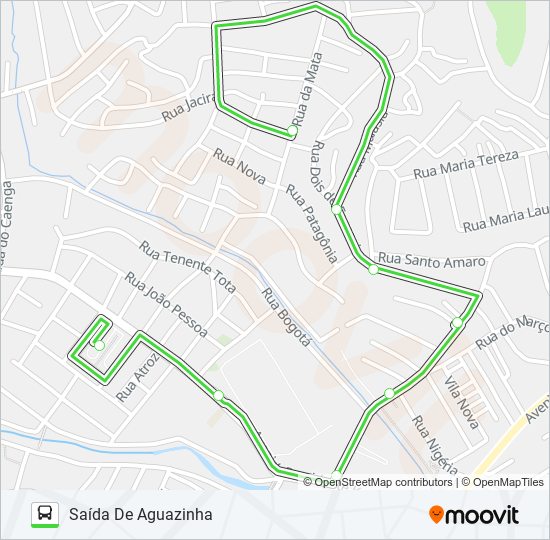 Mapa da linha 831 AGUAZINHA / TI XAMBÁ de ônibus