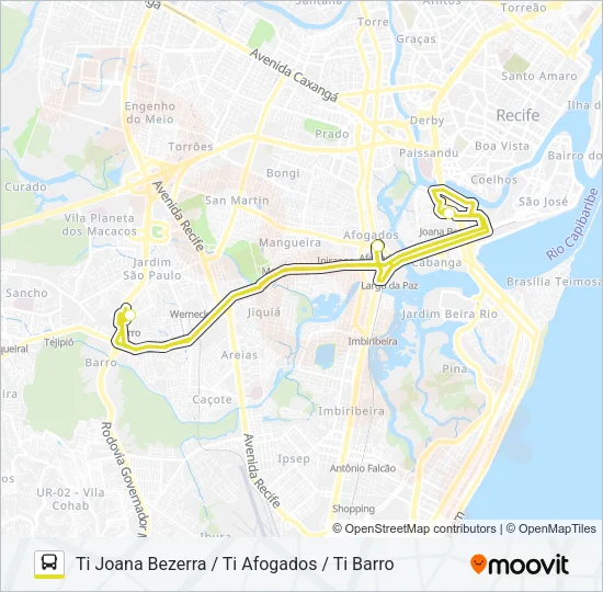 858 TI JOANA BEZERRA / TI AFOGADOS / TI BARRO Bus Line Map