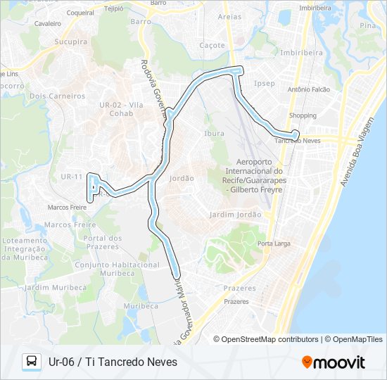 143 UR-06 / TI TANCREDO NEVES bus Line Map
