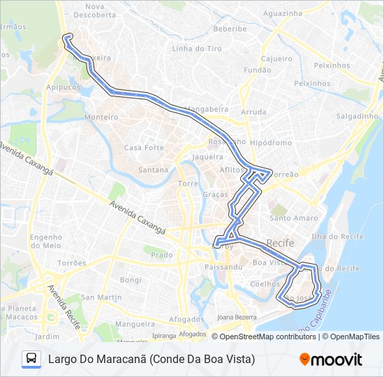 Mapa da linha 644 LARGO DO MARACANÃ (CONDE DA BOA VISTA) de ônibus