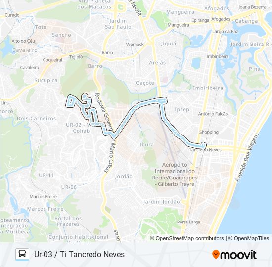 126 UR-03 / TI TANCREDO NEVES bus Line Map