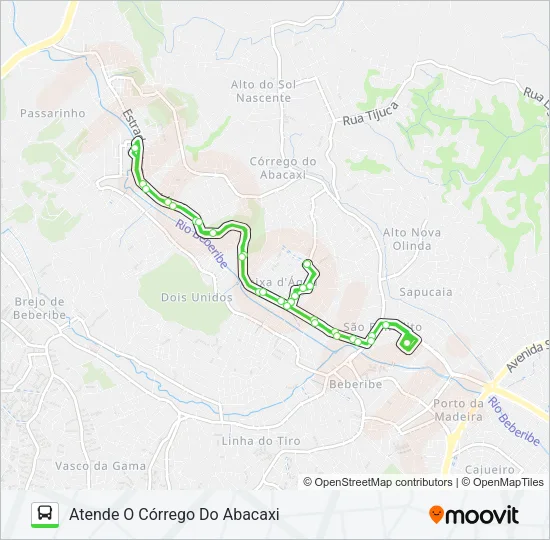 852 CAIXA D'ÁGUA / TI XAMBÁ Bus Line Map