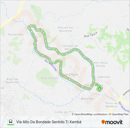 852 CAIXA D'ÁGUA / TI XAMBÁ Bus Line Map