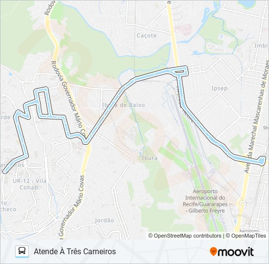 Mapa da linha 132 UR-02 (IBURA) / TI TANCREDO NEVES de ônibus