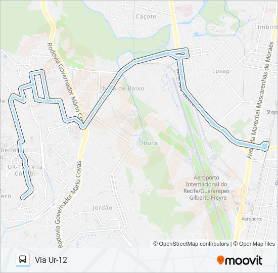 Mapa da linha 132 UR-02 (IBURA) / TI TANCREDO NEVES de ônibus