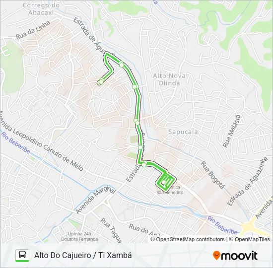 892 ALTO DO CAJUEIRO / TI XAMBÁ Bus Line Map