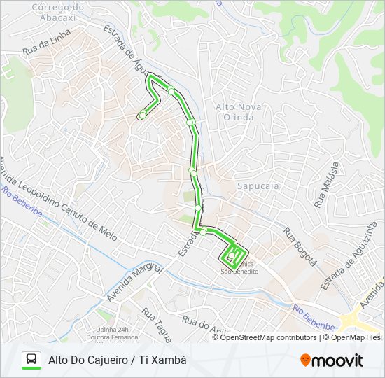 892 ALTO DO CAJUEIRO / TI XAMBÁ bus Line Map