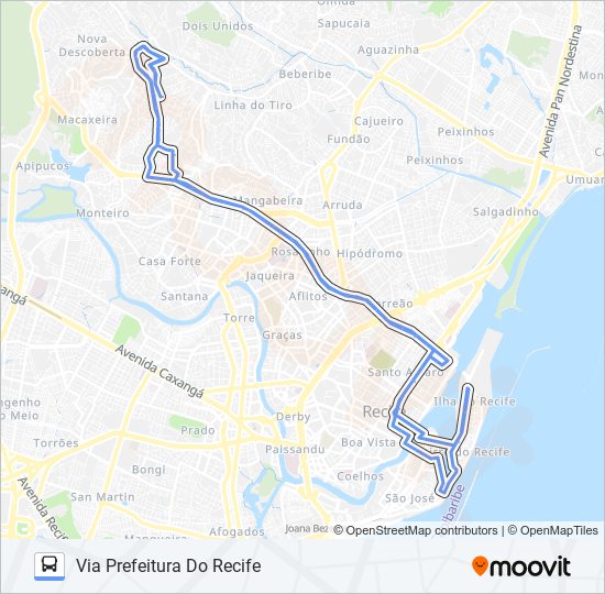 Mapa da linha 622 VASCO DA GAMA (CRUZ CABUGÁ) de ônibus