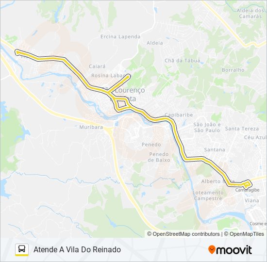 Mapa da linha 2493 TIÚMA / TI CAMARAGIBE de ônibus