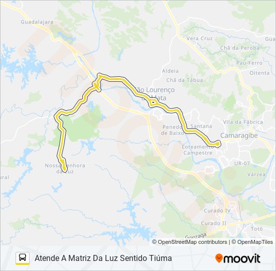 Mapa da linha 2493 TIÚMA / TI CAMARAGIBE de ônibus