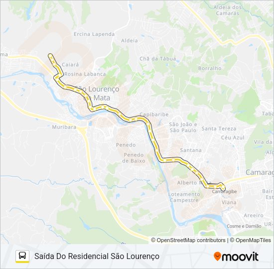 Mapa da linha 2493 TIÚMA / TI CAMARAGIBE de ônibus