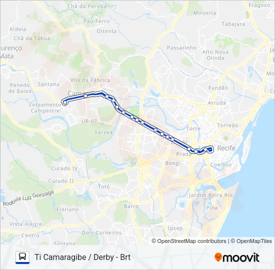 2480 TI CAMARAGIBE / DERBY - BRT Bus Line Map