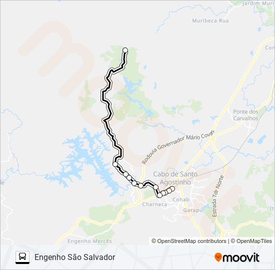 Mapa da linha 151 CABO - ENGENHO SÃO SALVADOR de ônibus