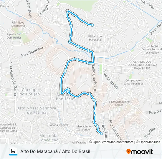 C118 ALTO DO MARACANÃ / ALTO DO BRASIL Bus Line Map