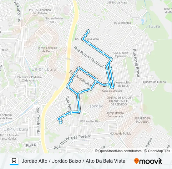 C305 JORDÃO ALTO / JORDÃO BAIXO / ALTO DA BELA VISTA Bus Line Map