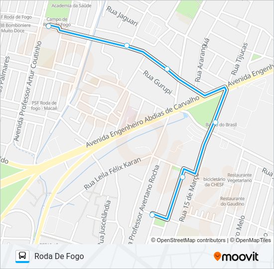 Mapa da linha C301A RODA DE FOGO / SAN MARTIN de ônibus