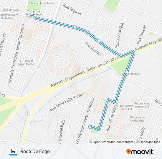 Mapa da linha C301A RODA DE FOGO / SAN MARTIN de ônibus